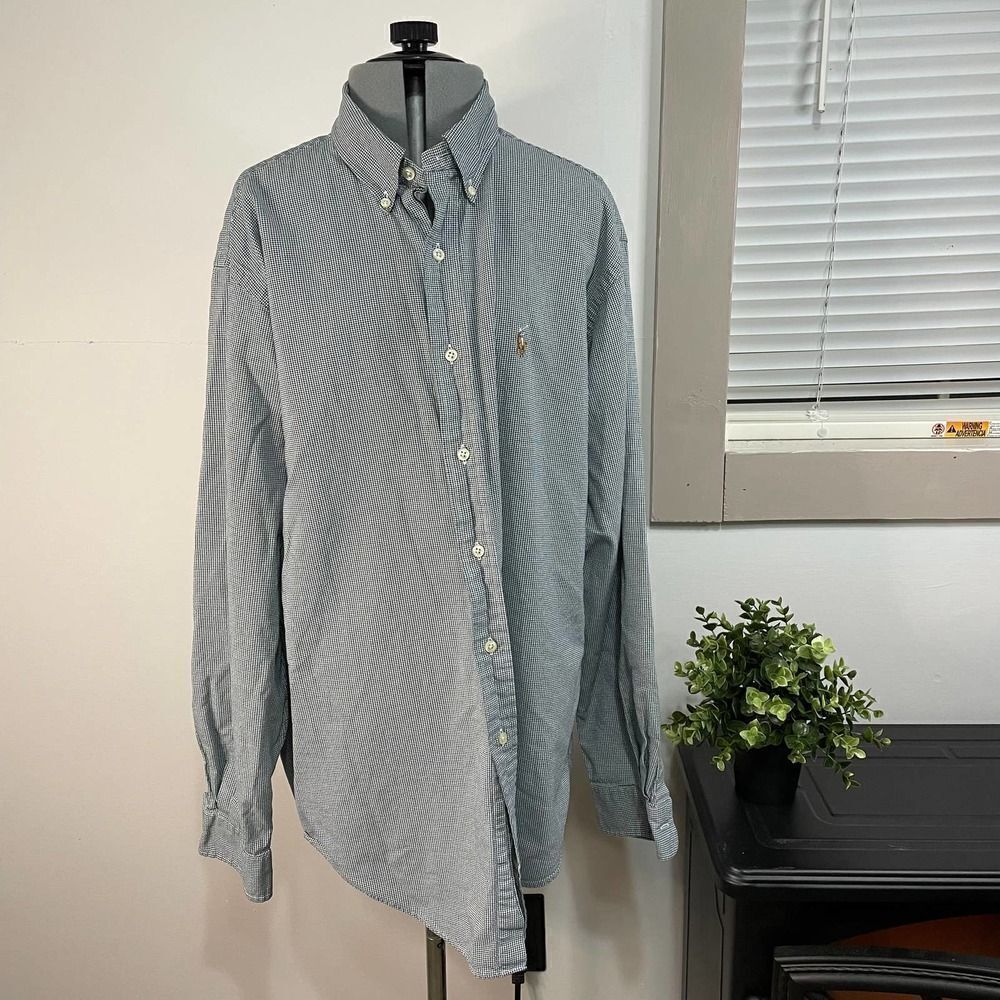 Ralph Lauren Yarmouth Button Down Houndstooth Oxford Shirt Mens Size 15.5